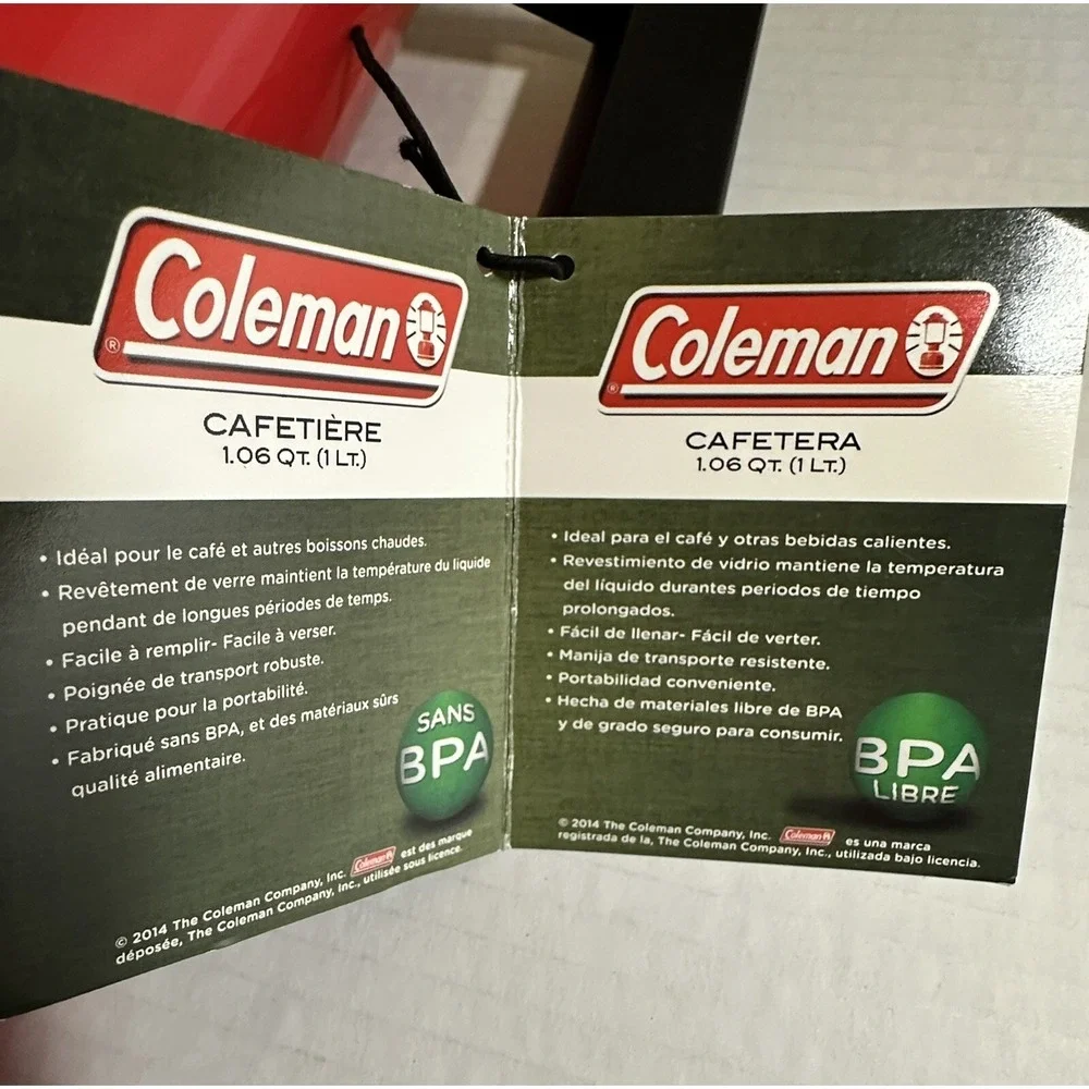 NEW Coleman Coffee Pot Cafeteria 33.8 Oz Glass liner Bpa Free Camping Outdoors